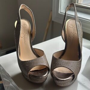 Jessica Simpson Glittering Gold Platform Heels